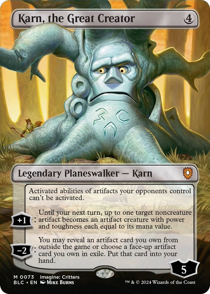 mtg creator card Karn, the Great Creator (Borderless) [Bloomburrow Commander]