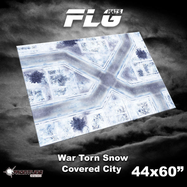 FLG Neoprene Wargaming Mats: War-torn Snow Covered City 1 - 44" x 60"