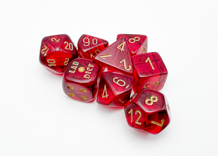 Chessex 30058 Translucent Crimson/gold Polyhedral 7-Die Set (with bonus die)