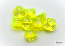 Chessex 30061 Translucent Neon Yellow/white Polyhedral 7-Die Set (with bonus die)