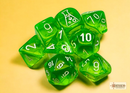 Chessex 30062 Translucent Rad Green/white Polyhedral 7-Die Set (with bonus die)