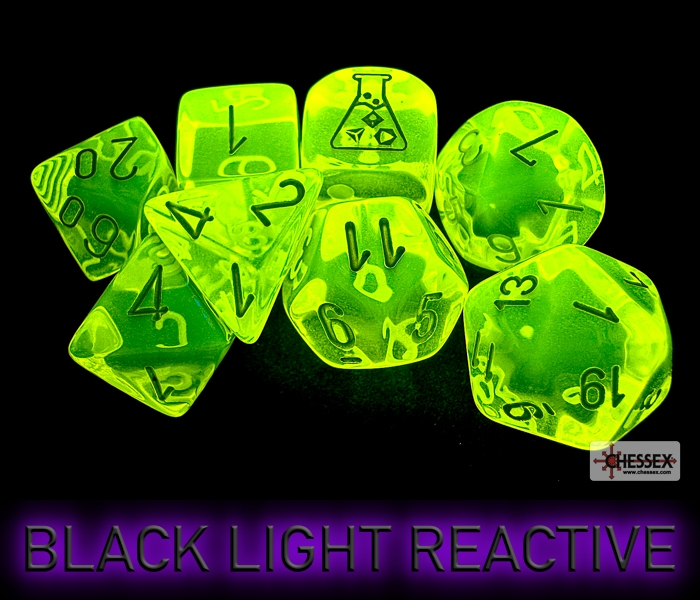 Chessex 30061 Translucent Neon Yellow/white Polyhedral 7-Die Set (with bonus die)