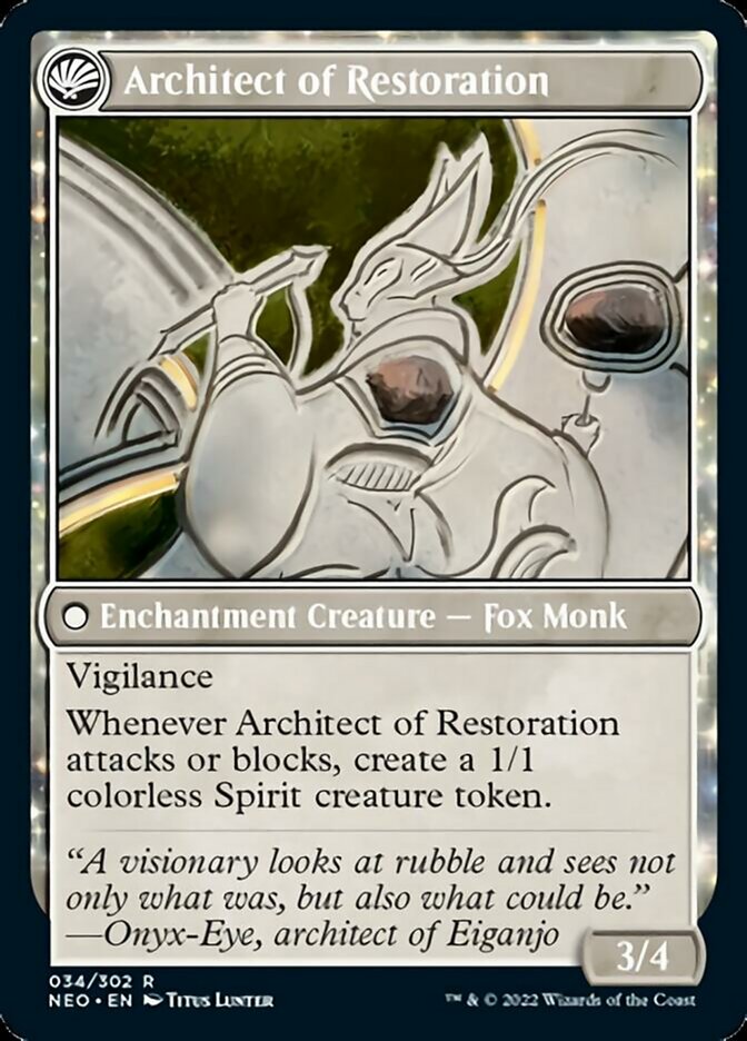 The Restoration of Eiganjo // Architect of Restoration [Kamigawa: Neon The Restoration of Eiganjo // Architect of Restoration [Kamigawa: Neon