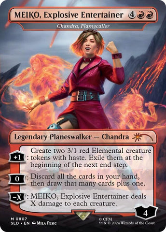 MEIKO, Explosive Entertainer - Chandra, Flamecaller (Rainbow Foil) (Japanese) [Secret Lair Drop Series]