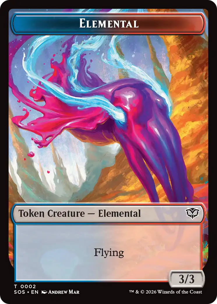 Fractal (0004) // Elemental (0002) Double-Sided Token [Secrets of Strixhaven Tokens]