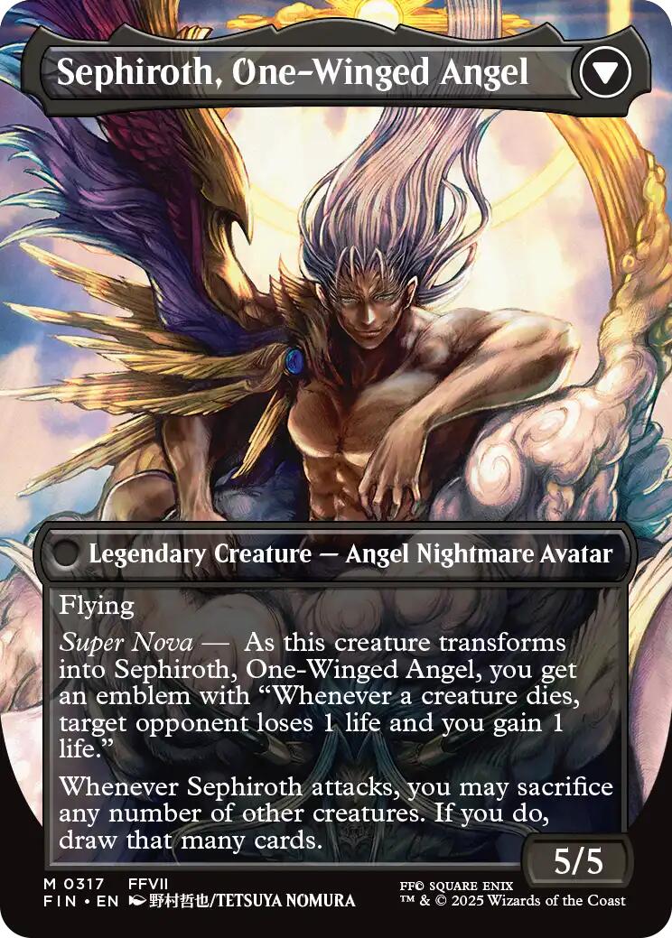 mtg final fantasy borderless Sephiroth, Fabled SOLDIER // Sephiroth, One-Winged Angel (Borderless)