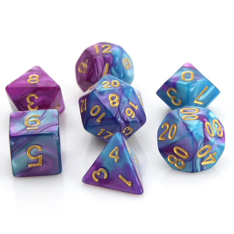 Die Hard Dice RPG Polyhedral Dice Set - Purple and Turquoise Marble [7ct]