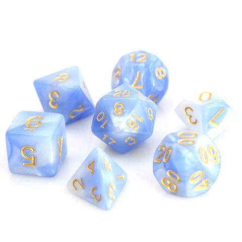 Die Hard Dice RPG Polyhedral Dice Set - Blue and White Marble [7ct]