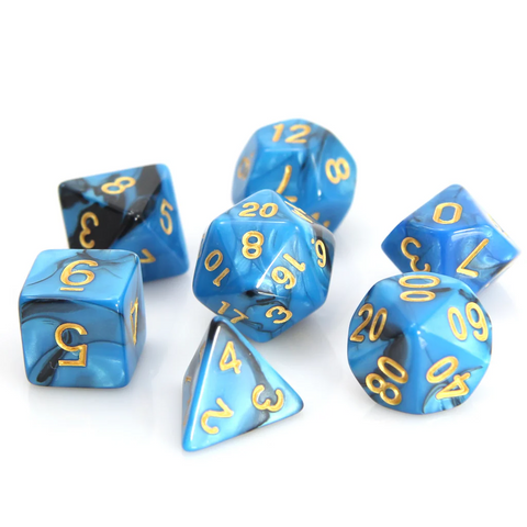 Die Hard Dice RPG Polyhedral Dice Set - Blue and Black Marble [7ct]