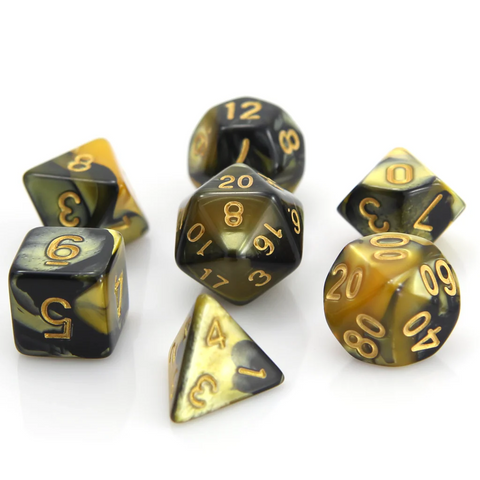 Die Hard Dice RPG Polyhedral Dice Set - Yellow and Black Marble [7ct]