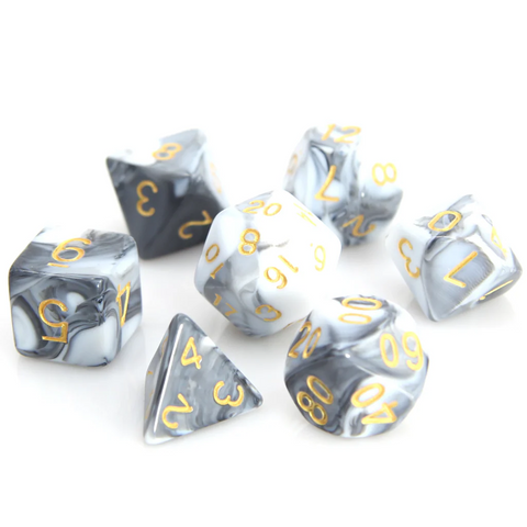 Die Hard Dice RPG Polyhedral Dice Set - White and Black Marble [7ct]