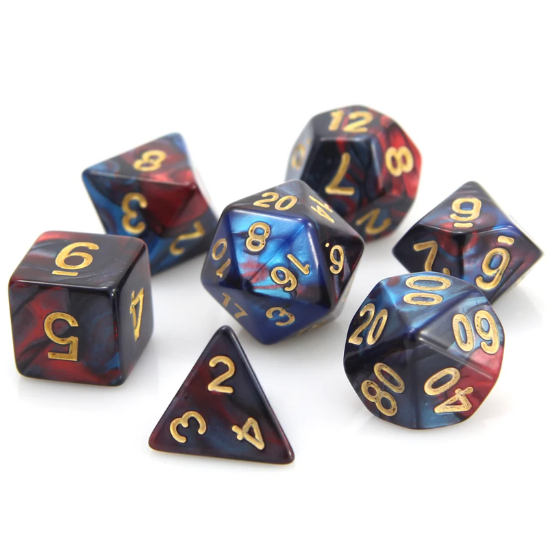 Die Hard Dice RPG Polyhedral Dice Set - Red and Blue Marble [7ct]
