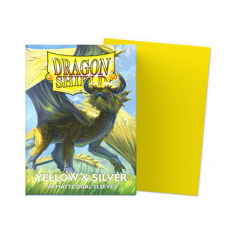 Dragon Shield Matte Dual Sleeves - Yellow and Silver [100ct Standard Size]