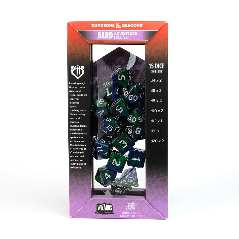 Dungeons & Dragons: Adventure RPG Polyhedral Dice Set - Bard (Blue/Green) [15ct]