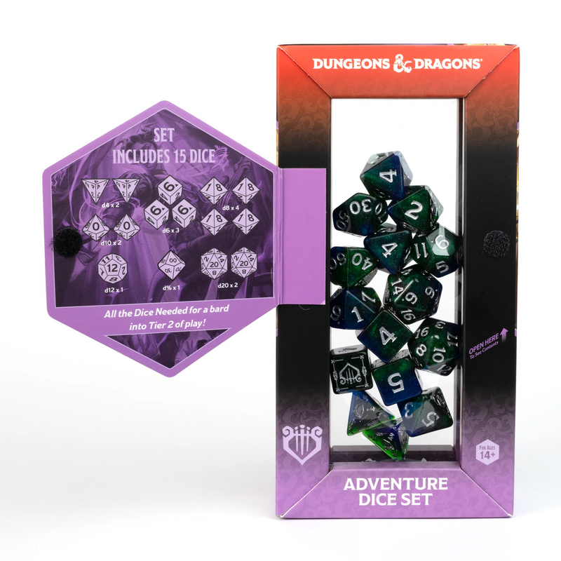 Dungeons & Dragons: Adventure RPG Polyhedral Dice Set - Bard (Blue/Green) [15ct]