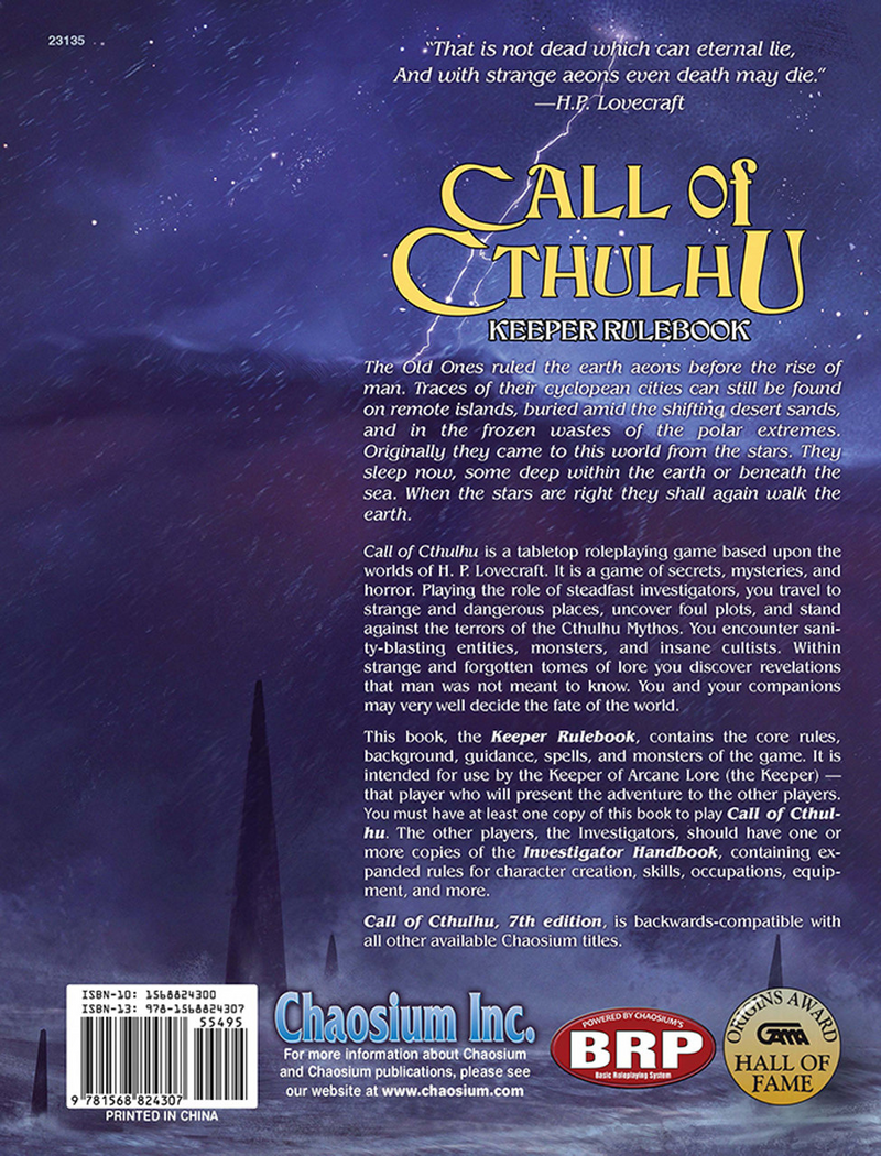 Call of Cthulhu RPG: Keeper Rulebook (7th Edition) [Hardcover]