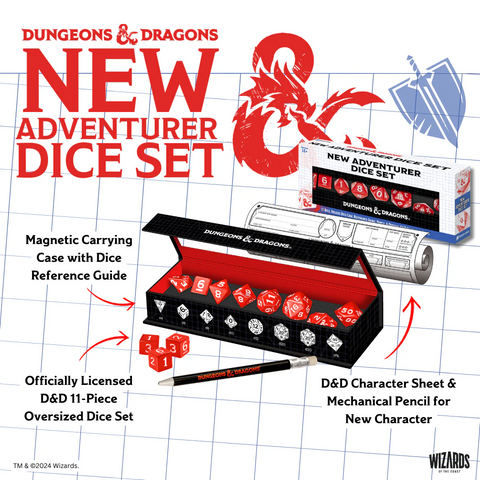 Dungeons & Dragons: New Adventurer RPG Polyhedral Dice Set - Red [11ct]
