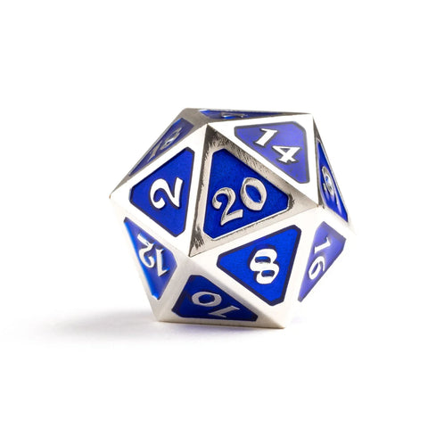 Die Hard Dice - Metal Dire d20 - Mythica Platinum Sapphire [Oversized]
