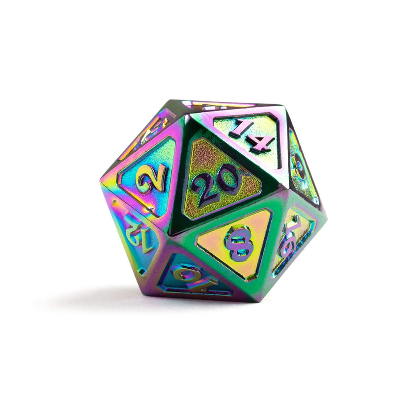 Die Hard Dice - Metal Dire d20 - Mythica Scorched Rainbow [Oversized]