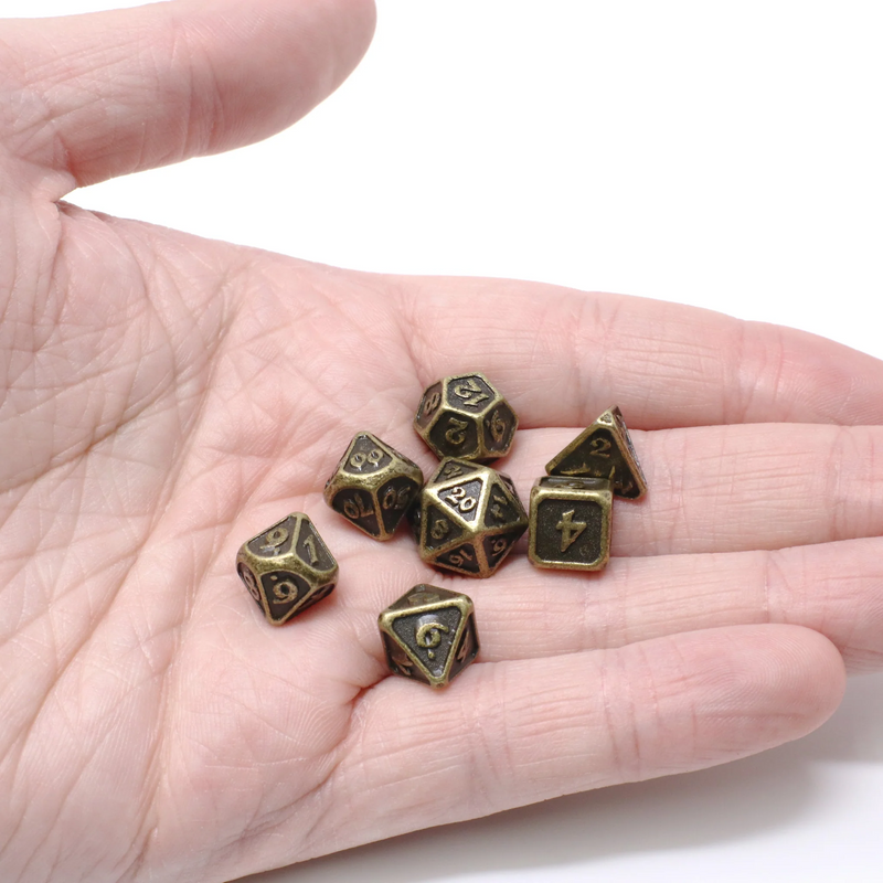 Die Hard Dice Mini Metal RPG Polyhedral Dice Set - Critlings Dark Gold [7ct]