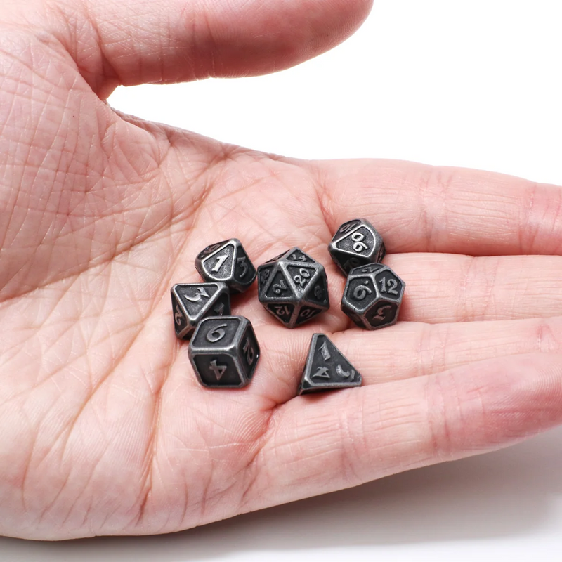 Die Hard Dice Mini Metal RPG Polyhedral Dice Set - Critlings Dark Iron [7ct]