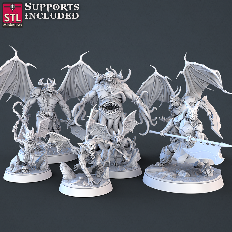 3DP | STL Miniatures: Demons Set - Major Demon B (Large - 40mm base)