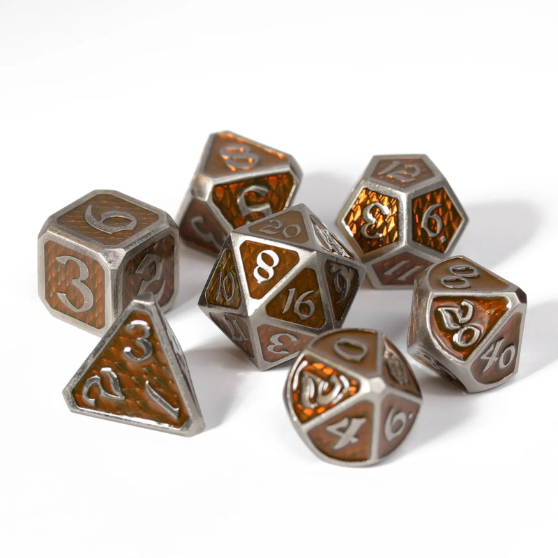Die Hard Dice Metal RPG Polyhedral Dice Set - Drakona Gemtooth Diaphan [11ct]