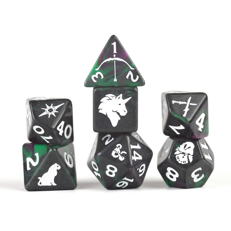 Dungeons & Dragons: Adventure RPG Polyhedral Dice Set - Legend of Drizzt (Green/Black) [7ct]