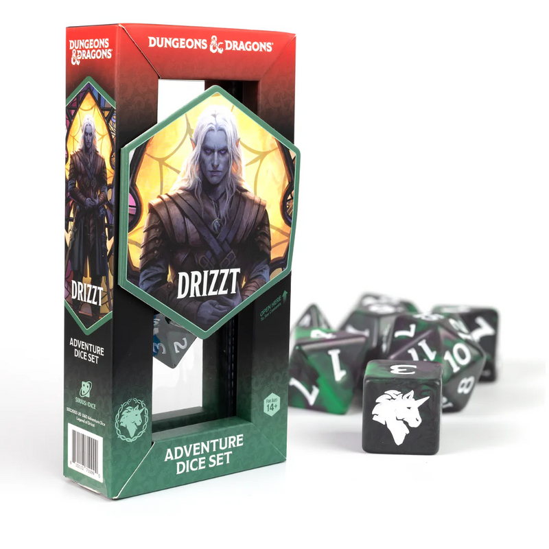 Dungeons & Dragons: Adventure RPG Polyhedral Dice Set - Legend of Drizzt (Green/Black) [7ct]