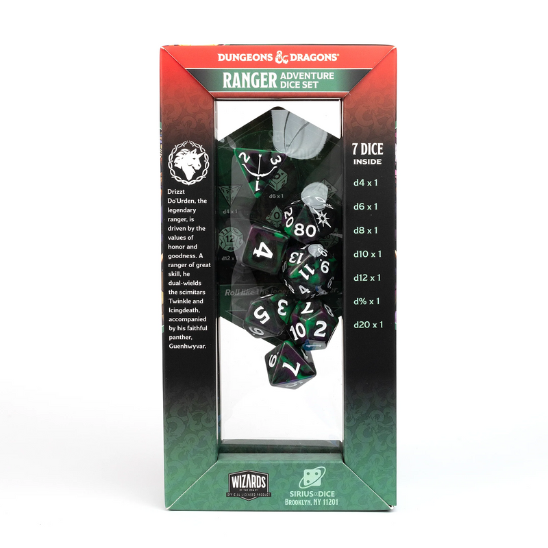 Dungeons & Dragons: Adventure RPG Polyhedral Dice Set - Legend of Drizzt (Green/Black) [7ct]