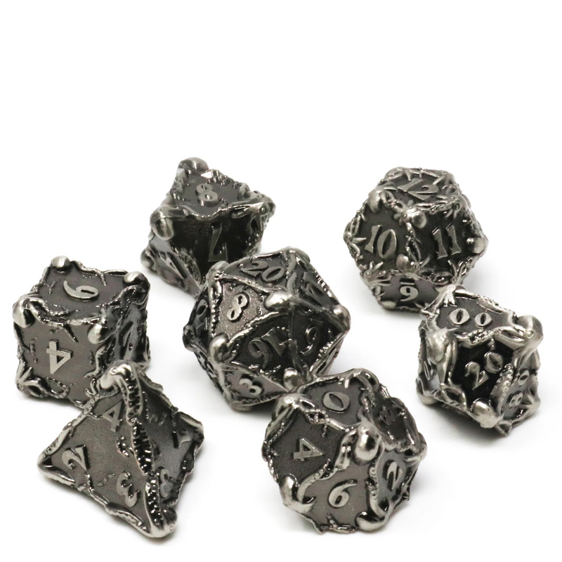 Die Hard Dice Metal RPG Polyhedral Dice Set - Fathom Silver [7pc]