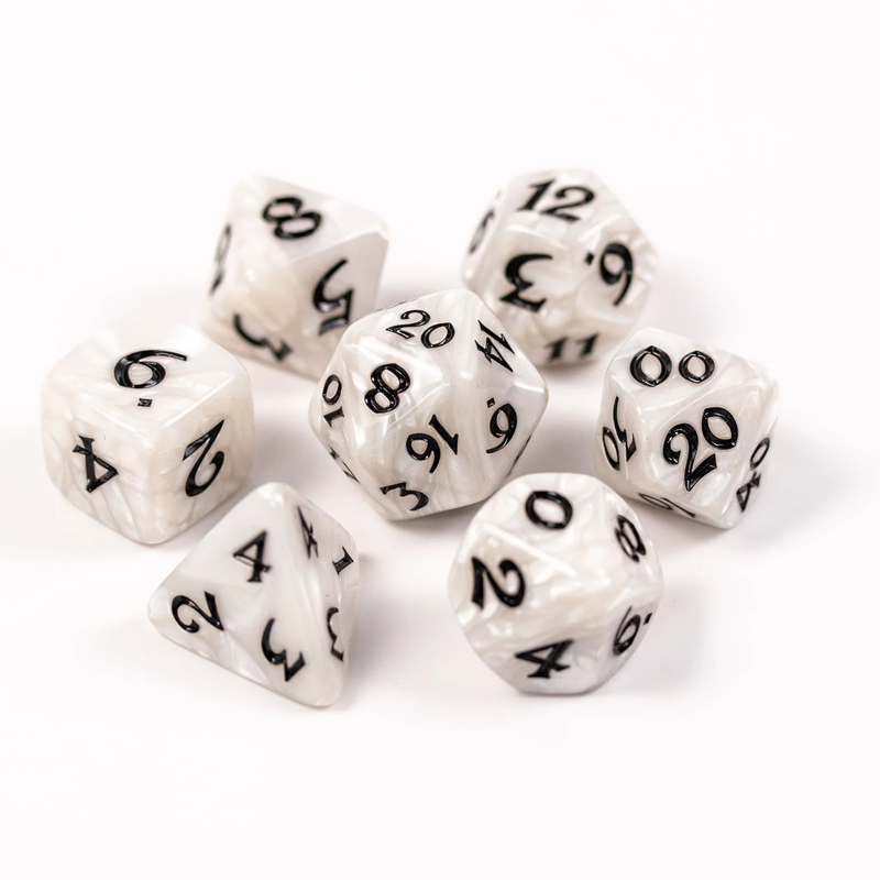 Die Hard Dice RPG Polyhedral Dice Set - Elessia Pearl White with Black [7ct]