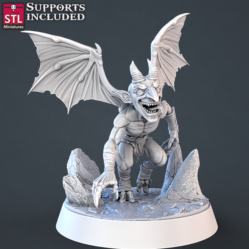 3DP | STL Miniatures: Demons Set - Imp B (Small - 25mm base)