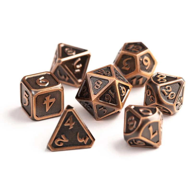 Die Hard Dice Metal RPG Polyhedral Dice Set - Mythica Battleworn Copper [7ct]