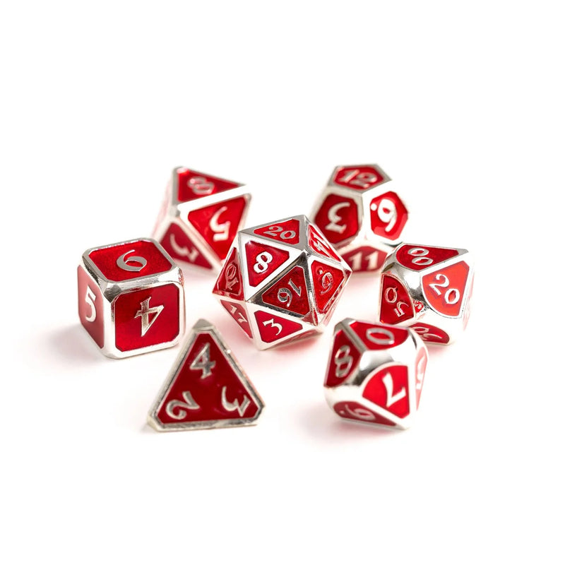Die Hard Dice - Metal RPG Polyhedral Dice Set - Mythica Platinum Ruby [7pc]