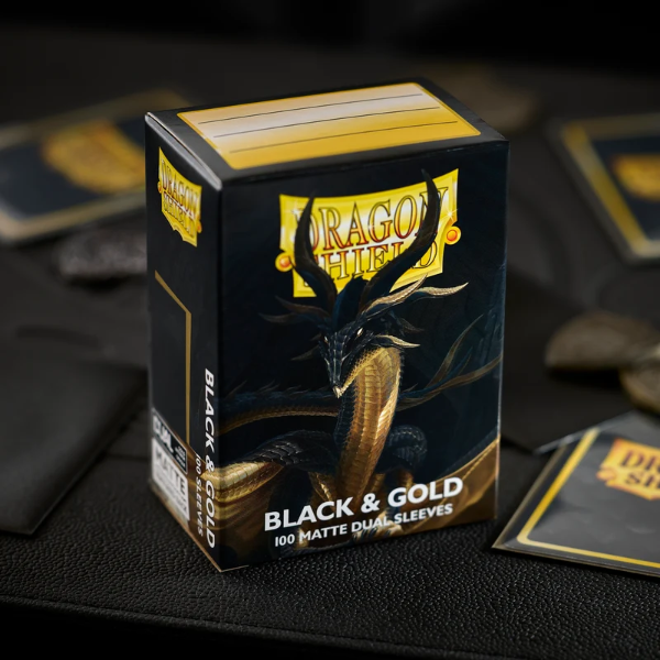 Dragon Shield Dual Matte Sleeve - Black & Gold [100ct Standard Size]