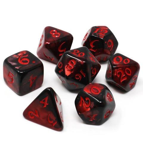 Die Hard Dice RPG Polyhedral Dice Set - Elessia Kybr, Inquisitor with Red [7ct]