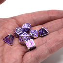 Die Hard Dice Mini Metal RPG Polyhedral Dice Set - Critlings Platinum Amethyst [7ct]