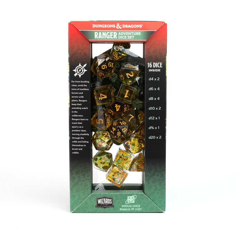 Dungeons & Dragons: Adventure RPG Polyhedral Dice Set - Ranger (Green/Multicolor) [16ct]