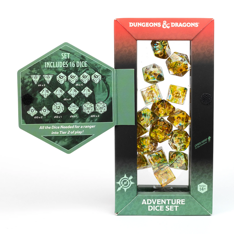 Dungeons & Dragons: Adventure RPG Polyhedral Dice Set - Ranger (Green/Multicolor) [16ct]