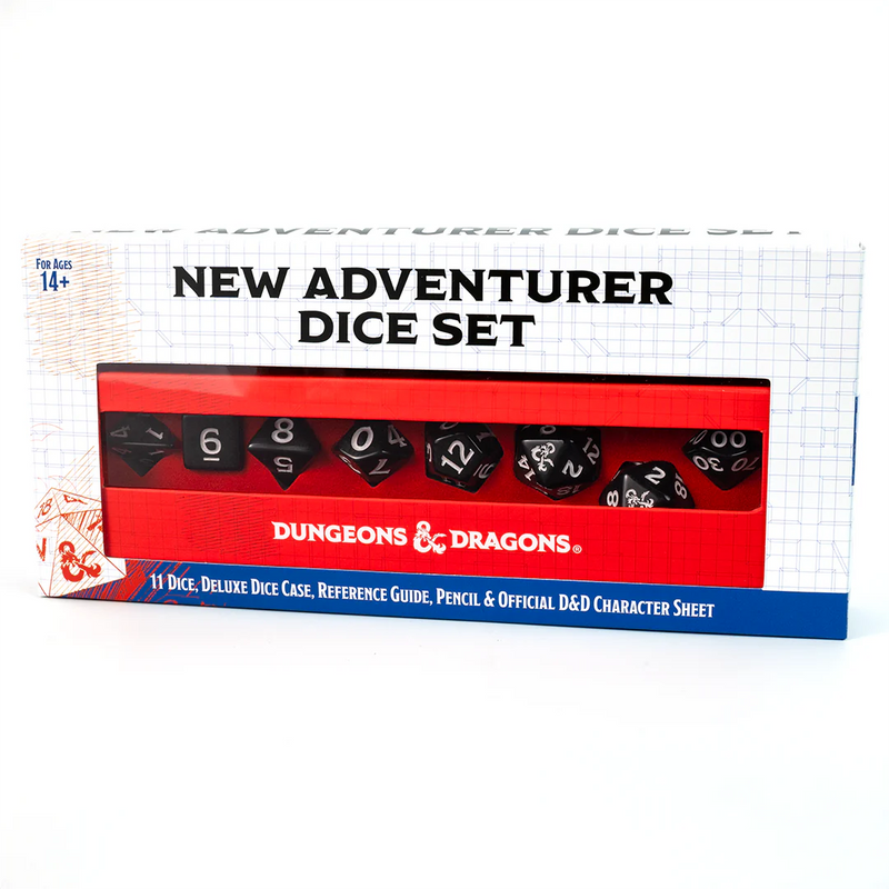 Dungeons & Dragons: New Adventurer RPG Polyhedral Dice Set - Black [11ct]