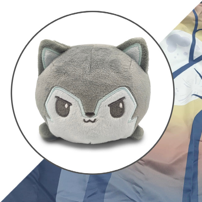 TeeTurtle Plushie Tote Bag - Gray Forest Tote Bag + Light Gray Wolf Plushie