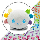 TeeTurtle Plushie Tote Bag - White Rainbow Axolotls Tote Bag + White (Rainbow Gills) Axolotl Plushie