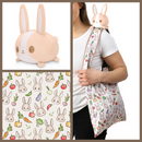 TeeTurtle Plushie Tote Bag - Light Brown Bunnies & Veggies Tote Bag + Light Brown Bunny Plushie