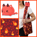 TeeTurtle Plushie Tote Bag - Red Devil Cats Tote Bag + Red Devil Cat Plushie
