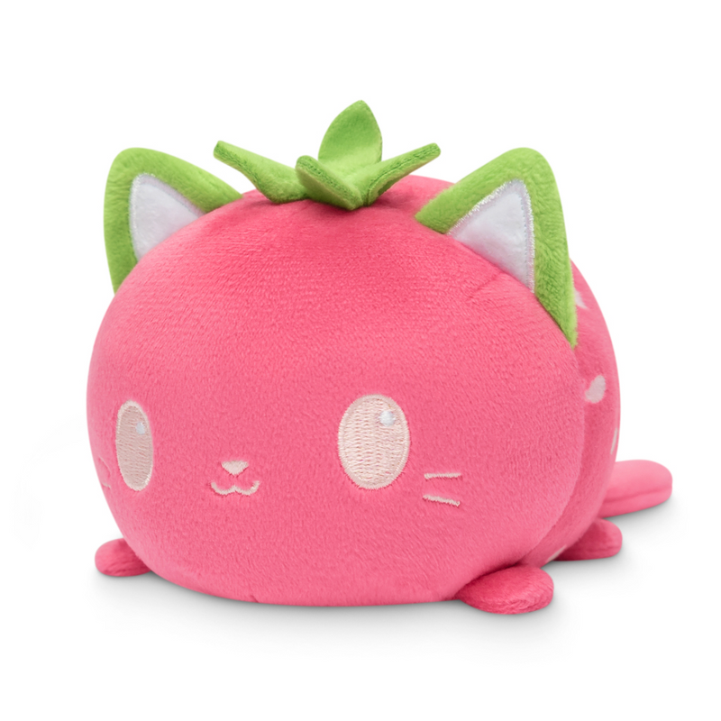 TeeTurtle Plushie Tote Bag - Pink Strawberry Cats Tote Bag + Pink Strawberry Cat Plushie