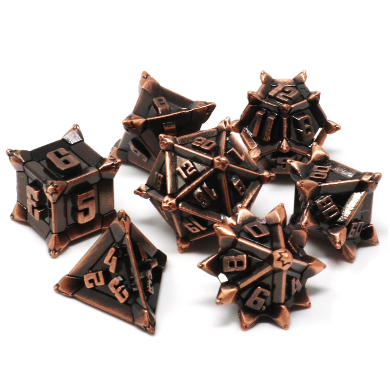 Die Hard Dice Metal RPG Polyhedral Dice Set - Thorncraft Copper [7pc]