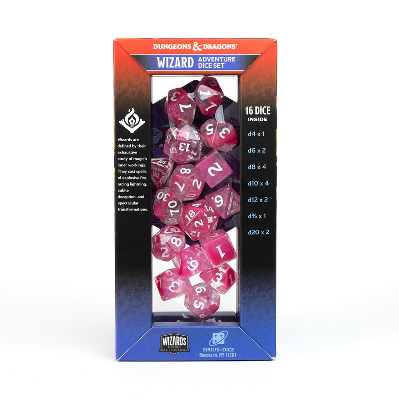 Dungeons & Dragons: Adventure RPG Polyhedral Dice Set - Wizard (Fuchsia) [16ct]