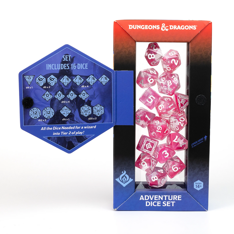 Dungeons & Dragons: Adventure RPG Polyhedral Dice Set - Wizard (Fuchsia) [16ct]