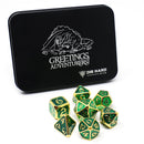 Die Hard Dice - Metal RPG Polyhedral Dice Set - Drakona Arita for Greetings Adventurers [7pc]